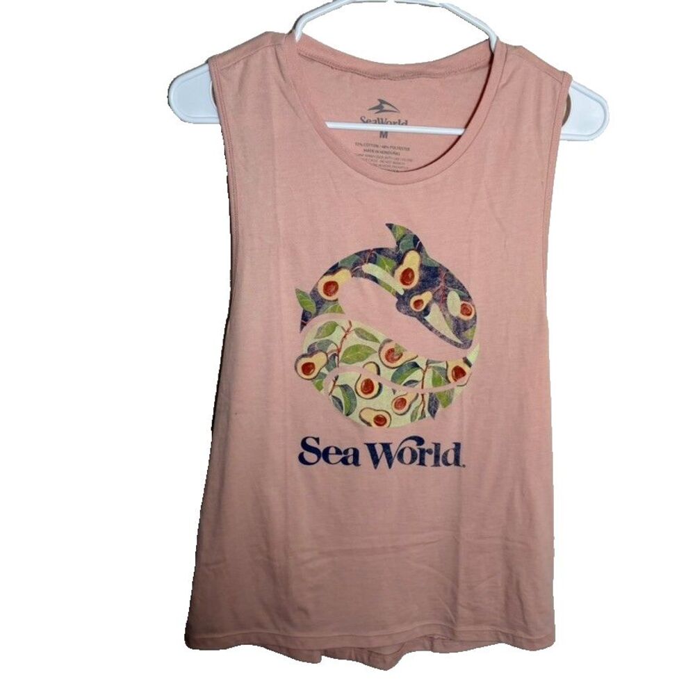 Seaworld Tank Top Women's Medium Pink Sleeveless Round Neck Shirt NWT